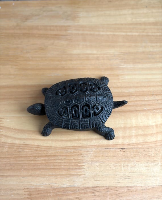 Vintage Cast Iron Turtle Trinket Key Box
