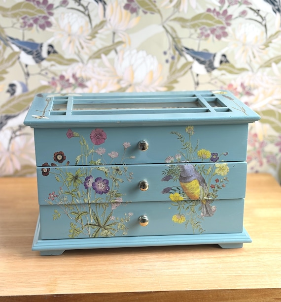 Vintage Hand Painted Jewelry Box | Upcycled Jewelry Chest