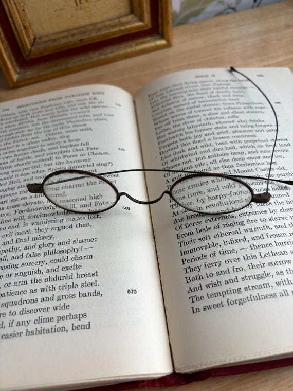 Antique Wire-Rimmed Spectacles | Vintage Steampunk Glasses on Metal Rims