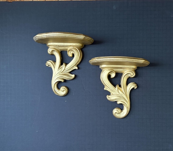 Vintage Gold Syroco Wall Decor Shelves