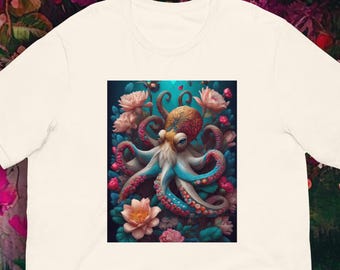 Octopus Floral Print - Unisex t-shirt