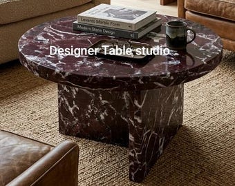 Rosso Lavanto Marble Coffee Table: Elegant  Centerpiece, Home Decor Furniture