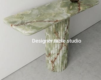 Luxury  Onyx Console Table – Modern Entryway Accent Table | Handmade Italian Stone Furniture |