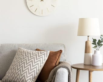 White Marble Wall Clock with Brass Hands: Modern Minimalist Decor