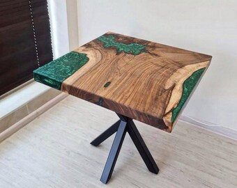 Handcrafted Wood & Ocean Resin Accent Table - LuxeWood Resin Studio