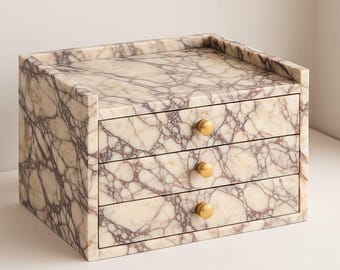 Calacatta Viola Marble Jewelry Box: Handmade Luxury Stone Organizer