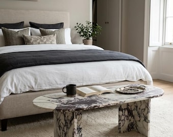 Calacatta Viola marmor soffbord: Oval sten mittpunkt |