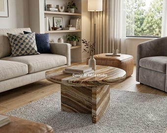 Tiger Onyx Marble Coffee Table: Elegant  Centerpiece, Home Decor Furniture