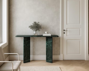 Handmade Green Marble Console Table: Modern Luxury Entryway Accent