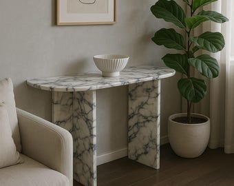 Calacatta Viola Marble Console Table: Oval Entryway Accent