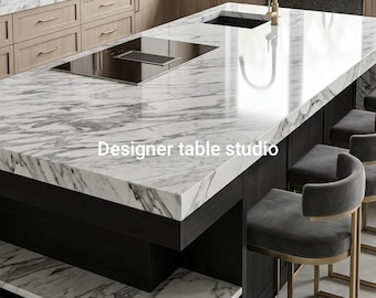 Custom Carara Marble Countertop | Bar Island Top | Dining Table