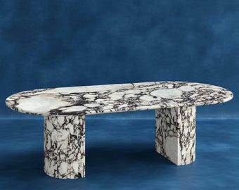 Calacatta Viola Marble Oval Coffee Table | Italian Natural Stone Centerpiece