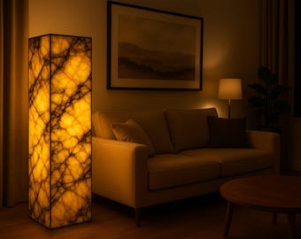 Calacatta Viola Stone Floor Lamp – Luxury Lighting for Modern Interiors