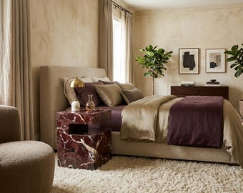 Mesa auxiliar de mármol Rosso Levanto – Muebles auxiliares de piedra natural hechos a mano