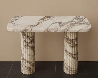 Luxury Calacatta Viola Marble Console Table – Modern Entryway Accent Table | Handmade Italian Stone Furniture