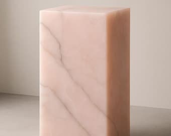 Pink Onyx Stone Pedestal | Luxurious Display Plinth | Natural Marble Side End Table