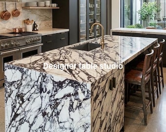 Custom Calacatta Viola Countertop |  Bar Island Top | Dining Table | Luxury Stone | Purple Veins