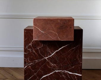 Red Lavanto Marble Side Table, Modern Living Room Decor