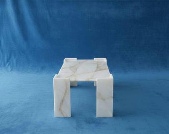 Handcrafted White Onyx Coffee Table, Natural Stone Living Room Centerpiece