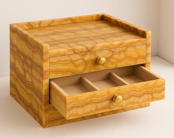 Handmade Yellow Onyx Jewelry Box – 3 Drawer Stone Organizer