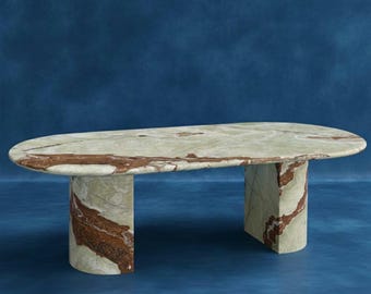 Oval Green Onyx Coffee Table | Natural Stone Living Room Centerpiece