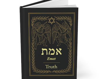 Jewish Journal Emet Hardcover Truth Notebook Hebrew Gift Spiritual Writing Book Gold on Black Judaica Bar Mitzvah Hanukkah Study Journal