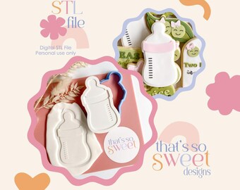 Baby Bottle Cookie Stamp and Cutter STL File