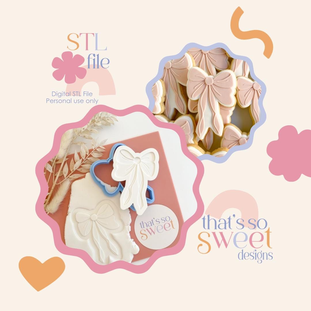Bow Cookie Stamp and Cutter STL File - Etsy
