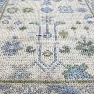 Oushak rug 8x10/9X12/10x14 Turkish knot rug Hand-knotted Vintage Antique Oushak Wool Area Rug for Living Room and dining room.