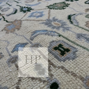 Oushak rug 8x10/9X12/10x14 Turkish knot rug Hand-knotted Vintage Antique Oushak Wool Area Rug for Living Room and dining room.