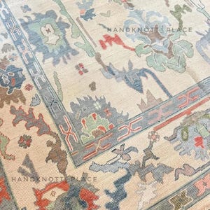 8x10 Muted Oushak Rug 9x12/10x14 Hand Knotted Wool Area Rug Soft Pastel Turkish Style Rug Neutral Living Room Decor Vintage Look Boho Rug
