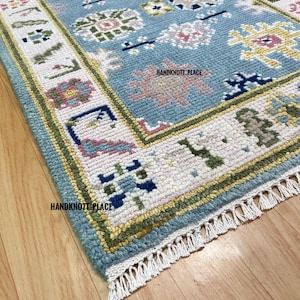 Modern Oushak rug 8x10/9X12/10x14 Turkish knot rug Hand-knotted Vintage Antique Oushak Wool Area Rug for Living Room and dining room.