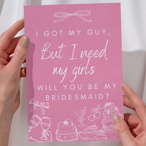 Hand Drawn Bridesmaid Proposal Card Template, Will You Be My Bridesmaid