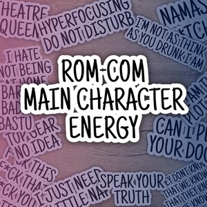 Personagem principal de comédia romântica | Adesivo motivacional engraçado - Adesivo espirituoso para laptop, garrafa d'água, caderno, diário - Presente com humor e positividade