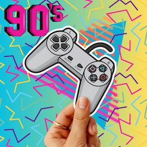 Adesivos Kiss-Cut para Controle de Jogos dos Anos 90 | Perfeitos para Gamers, Decoração de Laptop, Sala de Jogos, Presentes de Aniversário, Acessórios para Videogames