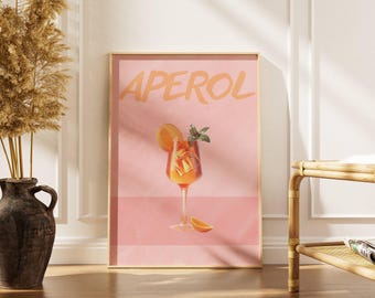 Aperol Spritz Cocktail Print: Modern Bar Cart Art (Digital Download)