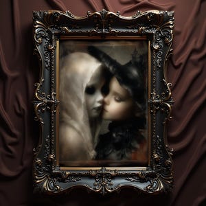 Ghostly Lovers Gothic Art Print: Haunted Halloween Decor (Digital Download