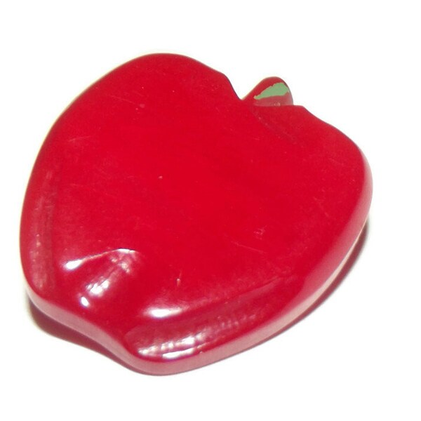 Large Chunky Vintage Realistic Red Bakelite Apple Button