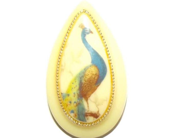 Vintage Button ~ Teardrop Shaped Plastic Peacock Button - Etsy