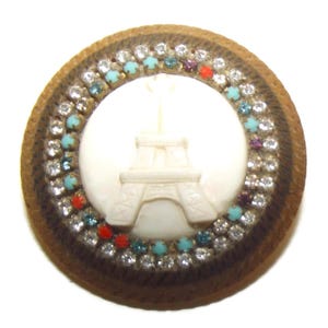 Very Special Vegetable Ivory Carved Studio Button by Bob Benson The Eiffel Tower Carved in Bone