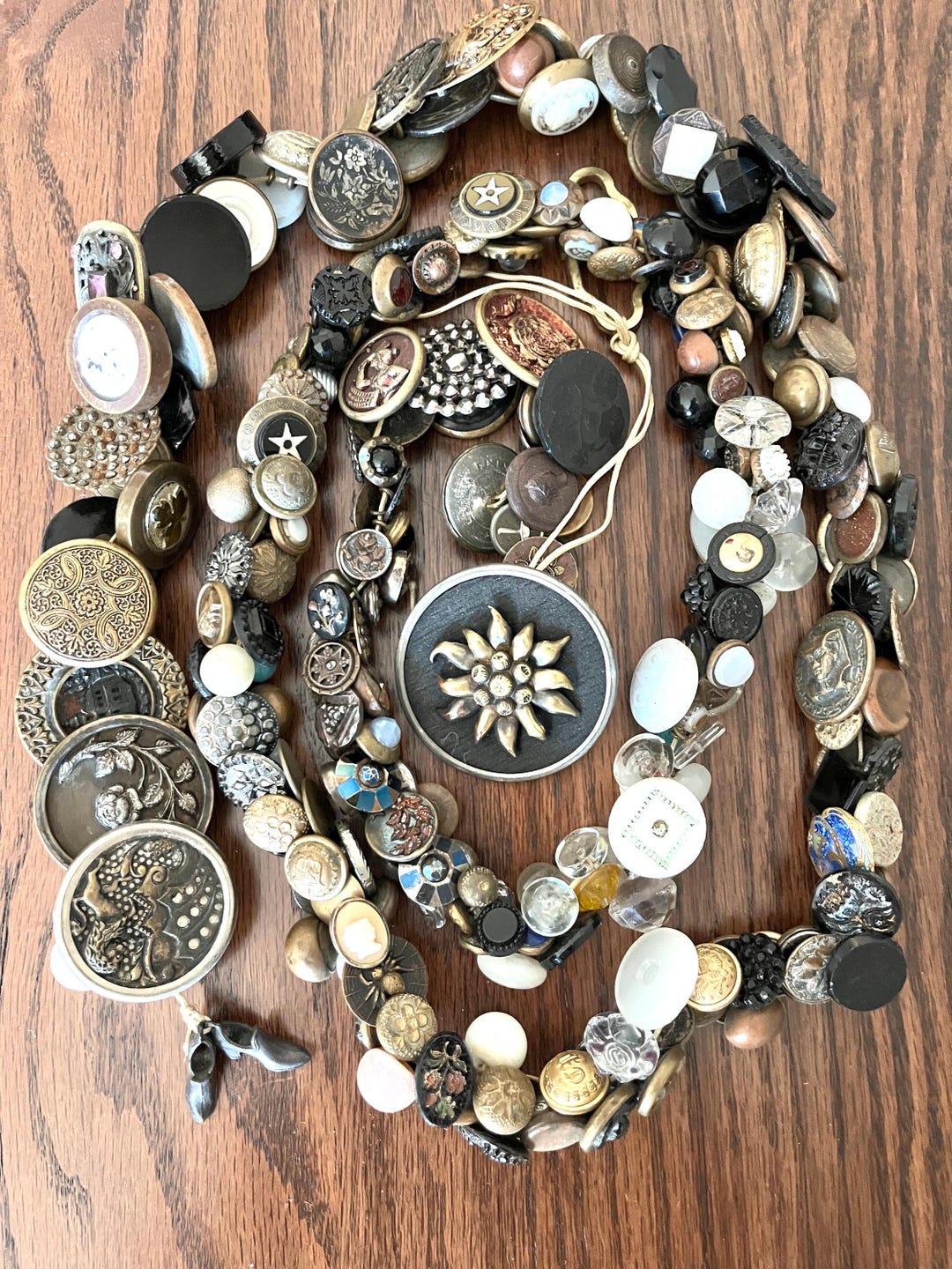 RESERVED FOR BUTTINZ... Antique String of Buttons with Many Many ...