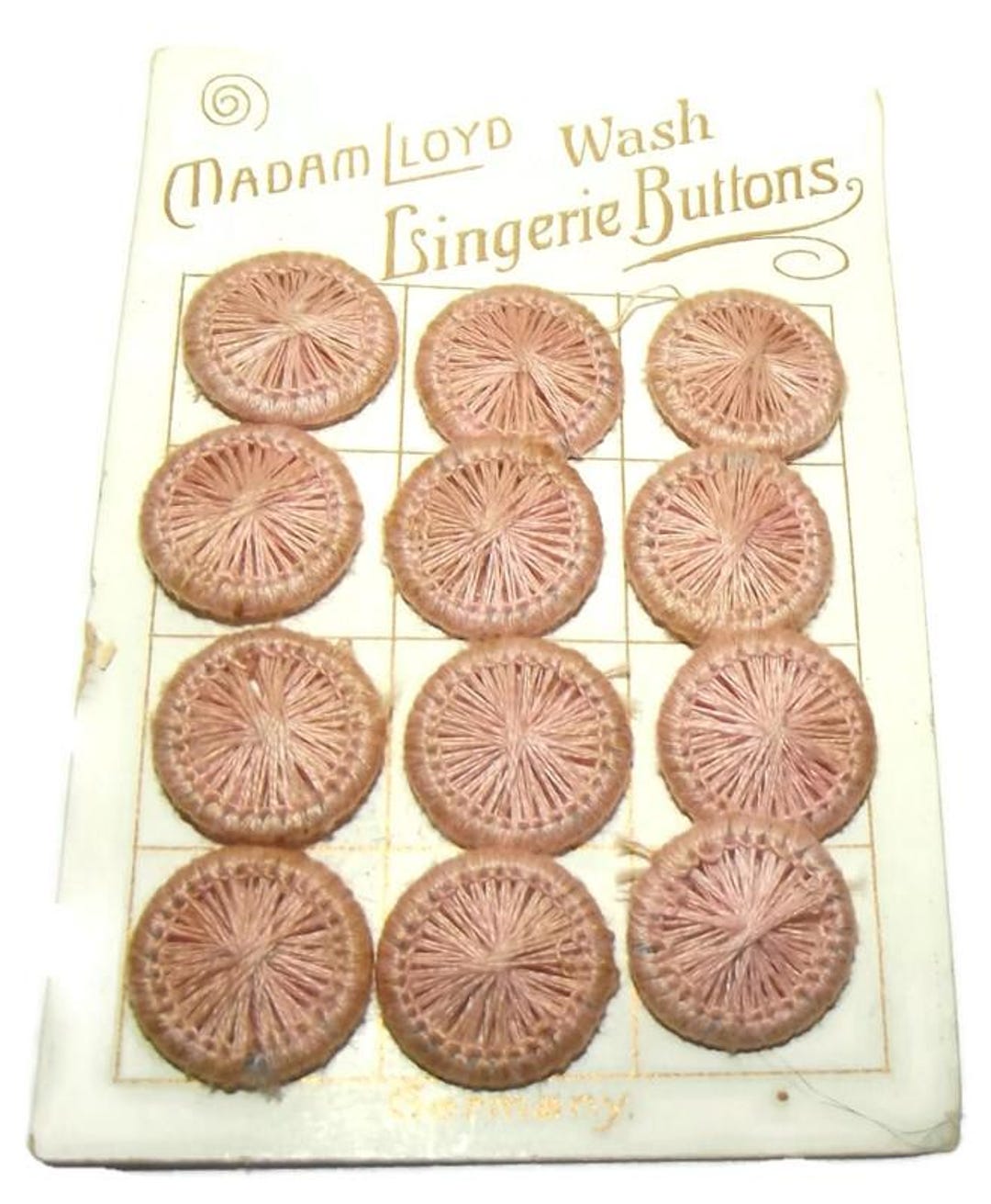 Antique Buttons ~ 12 Edwardian Pink Thread Fabric Buttons Made in ...