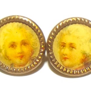 Pair of Victorian Metal Buttons Lithograph of Count Fersen