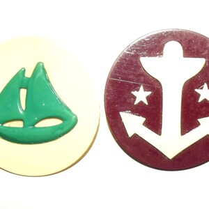 Vintage Buttons ~ 2 Large 1930's Celluloid Buttons w/ Nautical Theme