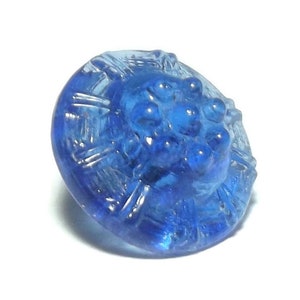 Antique Blue Glass Charm String Button Lovely