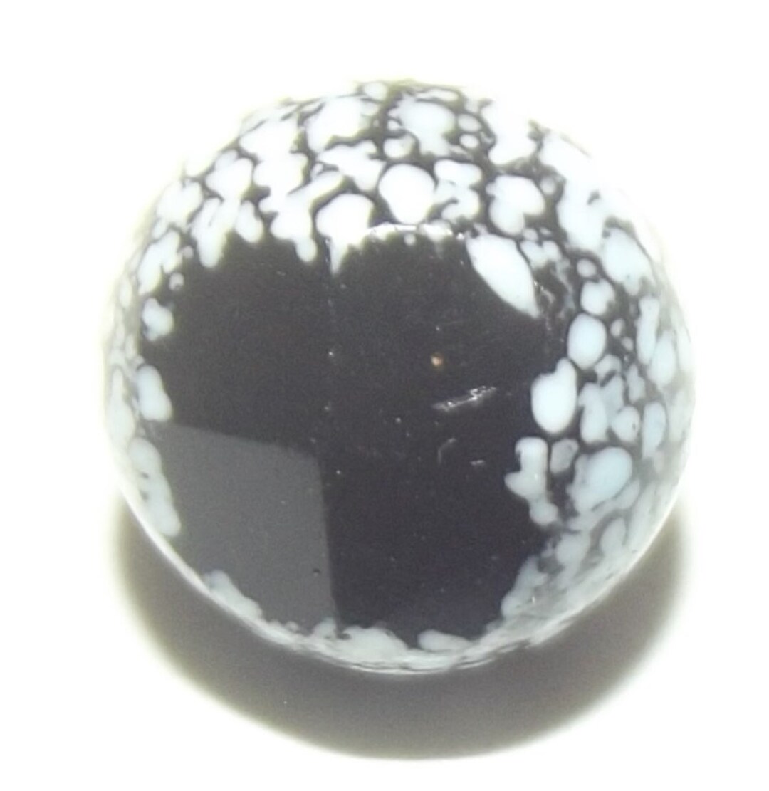 Antique Glass Charm String Button With Faceted Top & White Spatter ...