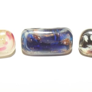 Antique Buttons ~ 3 Glass Victorian Paperweight Buttons Rectangle Shape