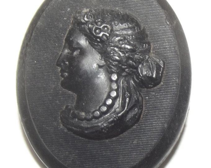 Antique Button ~ Large OVAL Shaped Horn Button Classical Greek Head ...