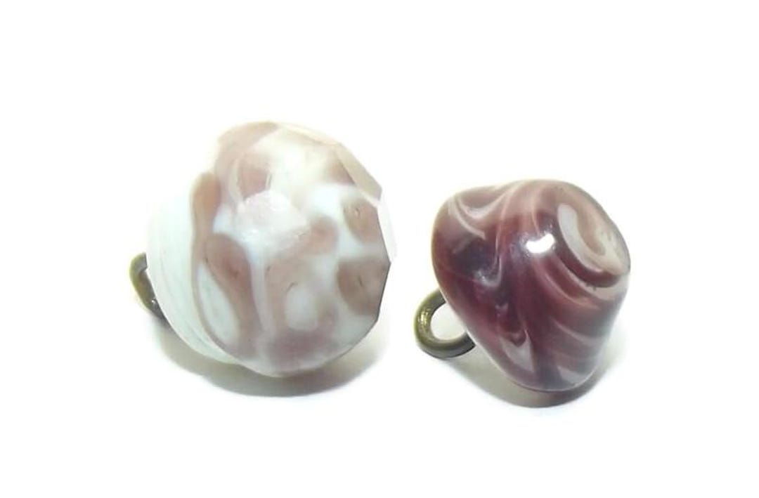 Antique Buttons ~ Pair of Charm String Glass Buttons W/brown Swirls - Etsy