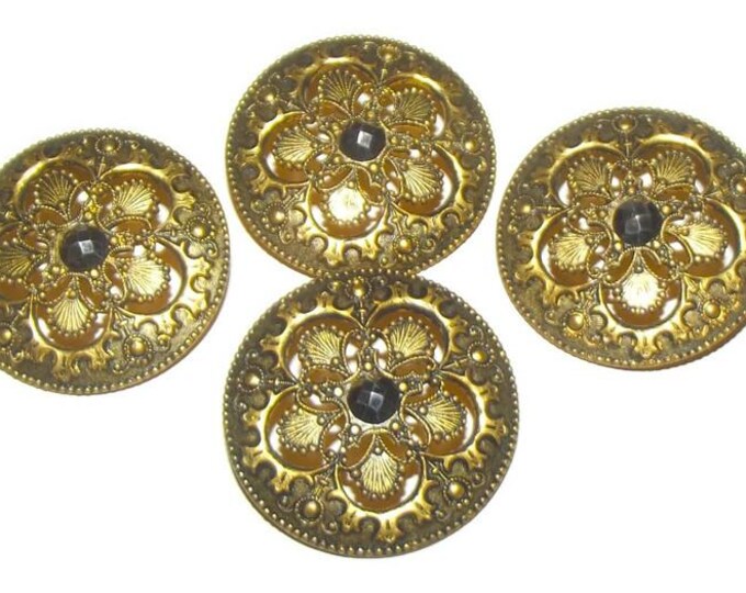 Set of 4 Stunning Antique Metal Buttons Open Design & Cut Steel ...
